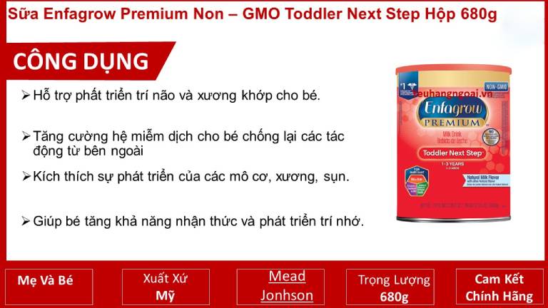 Sữa Enfagrow Premium Non – GMO Toddler Next Step